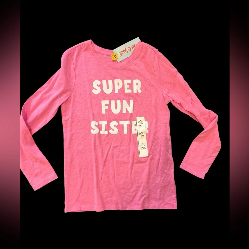 NWT Big Sister Little Super Fun Teen Girl 7 8 16 18 S L 2 Shirt Top Long Sleeve